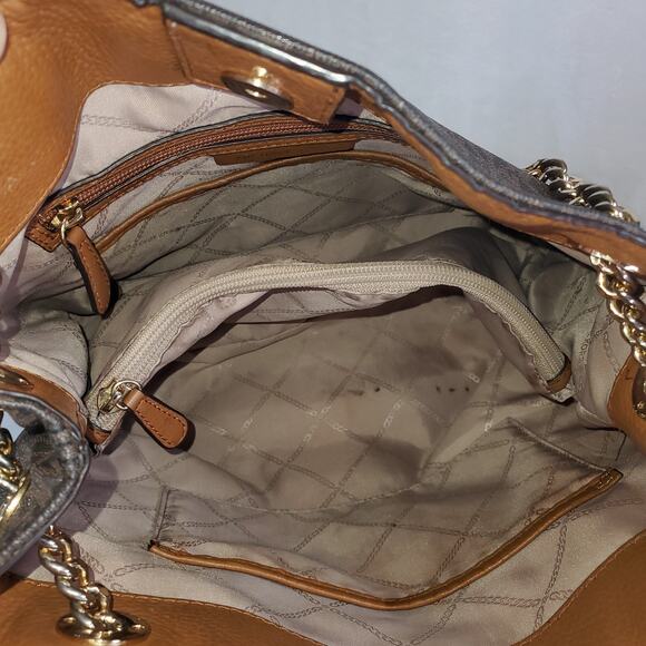 Michael Kors Jet Set Tassel Chain Tote MK Signature Brown Leather Shoulder Bag - Picture 16 of 16